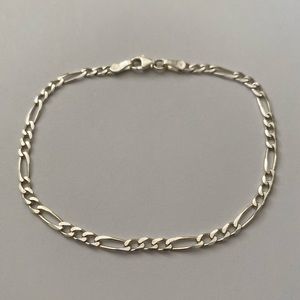 Unisex 925 Silver 3mm bracelet  7.5 inch figaro chain